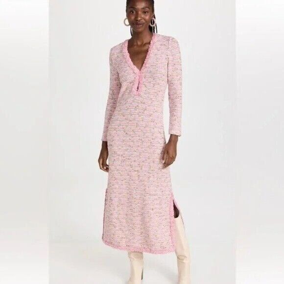 Alexis Kassandra Pink Tweed Maxi Sweater Dress Women's Small - Picture 1 of 16